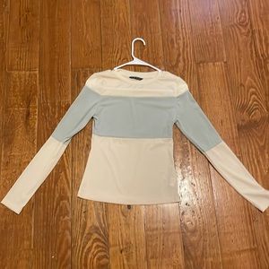 Cream and blue tight long sleeve